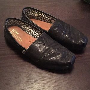 Black Glitter Toms sz 9